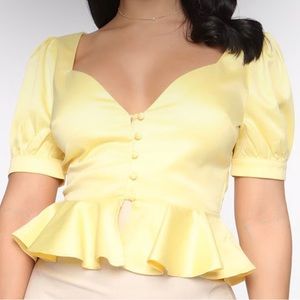 Brooklyn Peplum Blouse - Yellow